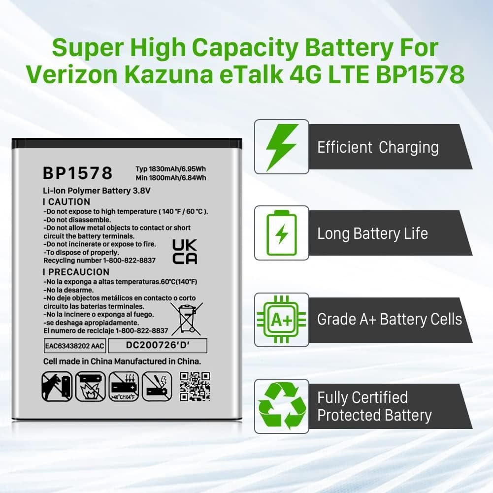 Batería de Reemplazo BP1578 1800mAh para Verizon Kazuna