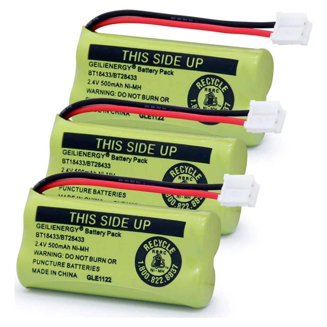 Batería de Reemplazo GEILIENERGY BT18433 Ni-MH 2.4V 500mAh (Paquete de 3)