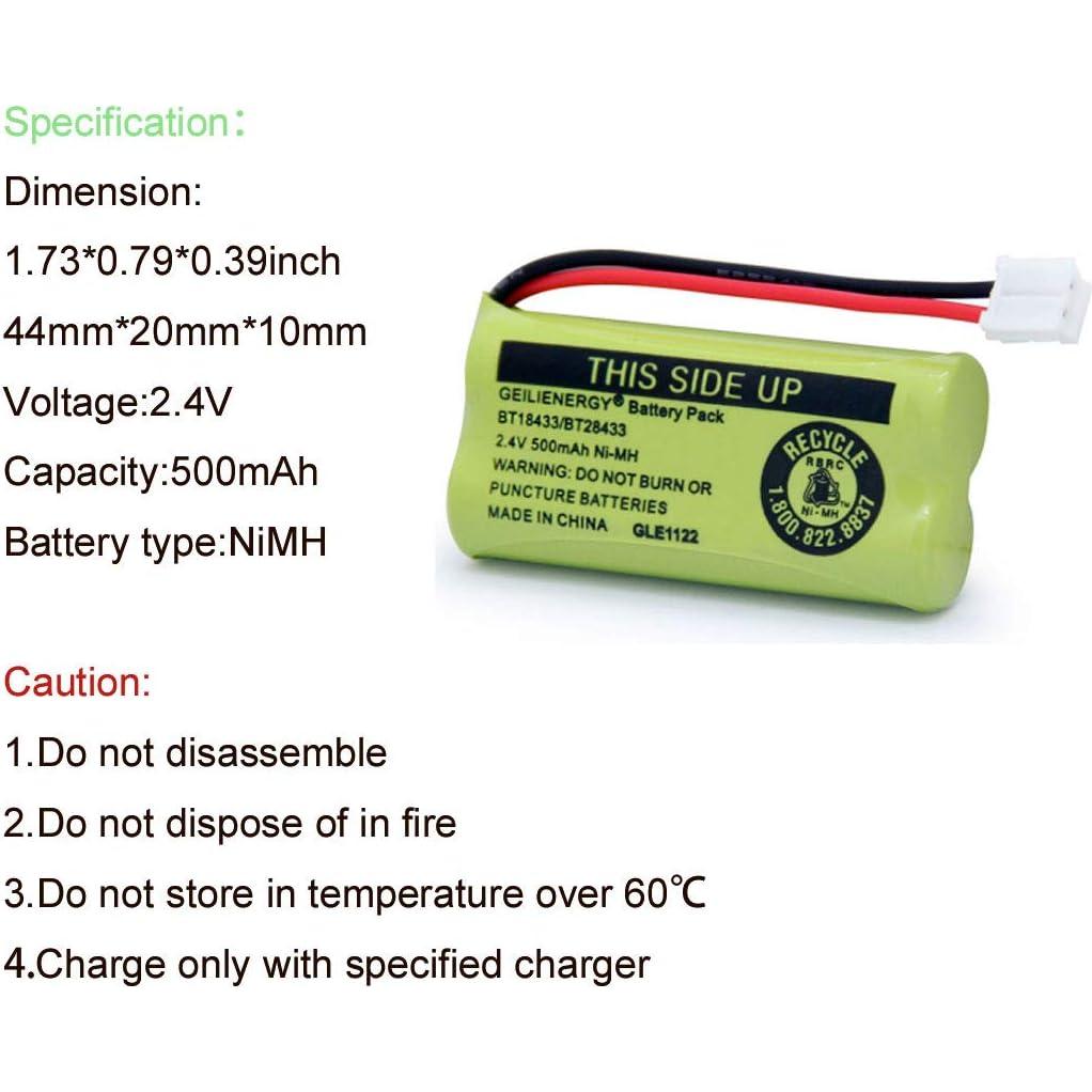 Batería de Reemplazo GEILIENERGY BT18433 Ni-MH 2.4V 500mAh (Paquete de 3)