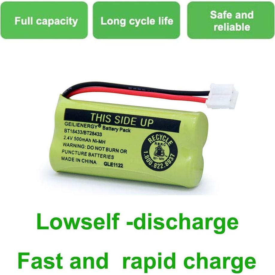 Batería de Reemplazo GEILIENERGY BT18433 Ni-MH 2.4V 500mAh (Paquete de 3)