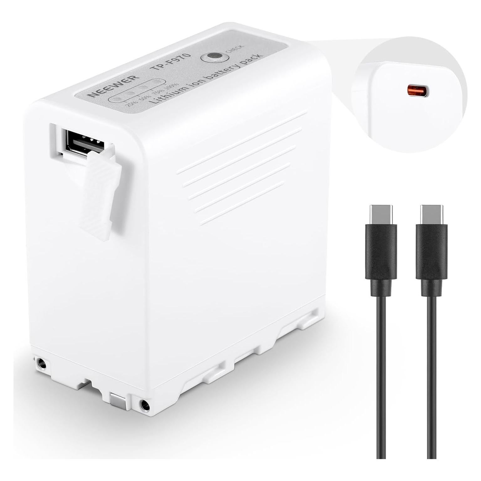 Batería NEEWER NP-F970 10500mAh Carga Rápida USB C Blanca