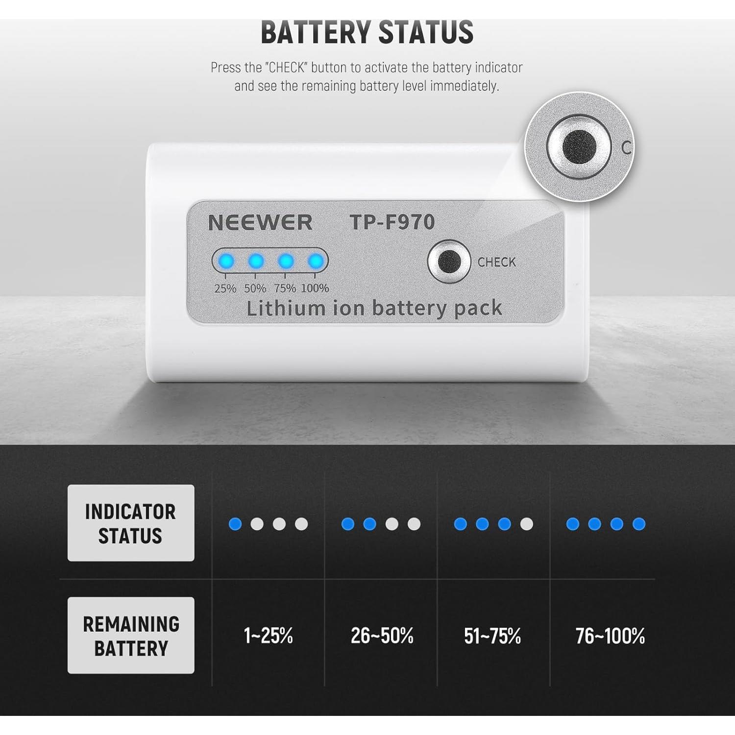 Batería NEEWER NP-F970 10500mAh Carga Rápida USB C Blanca