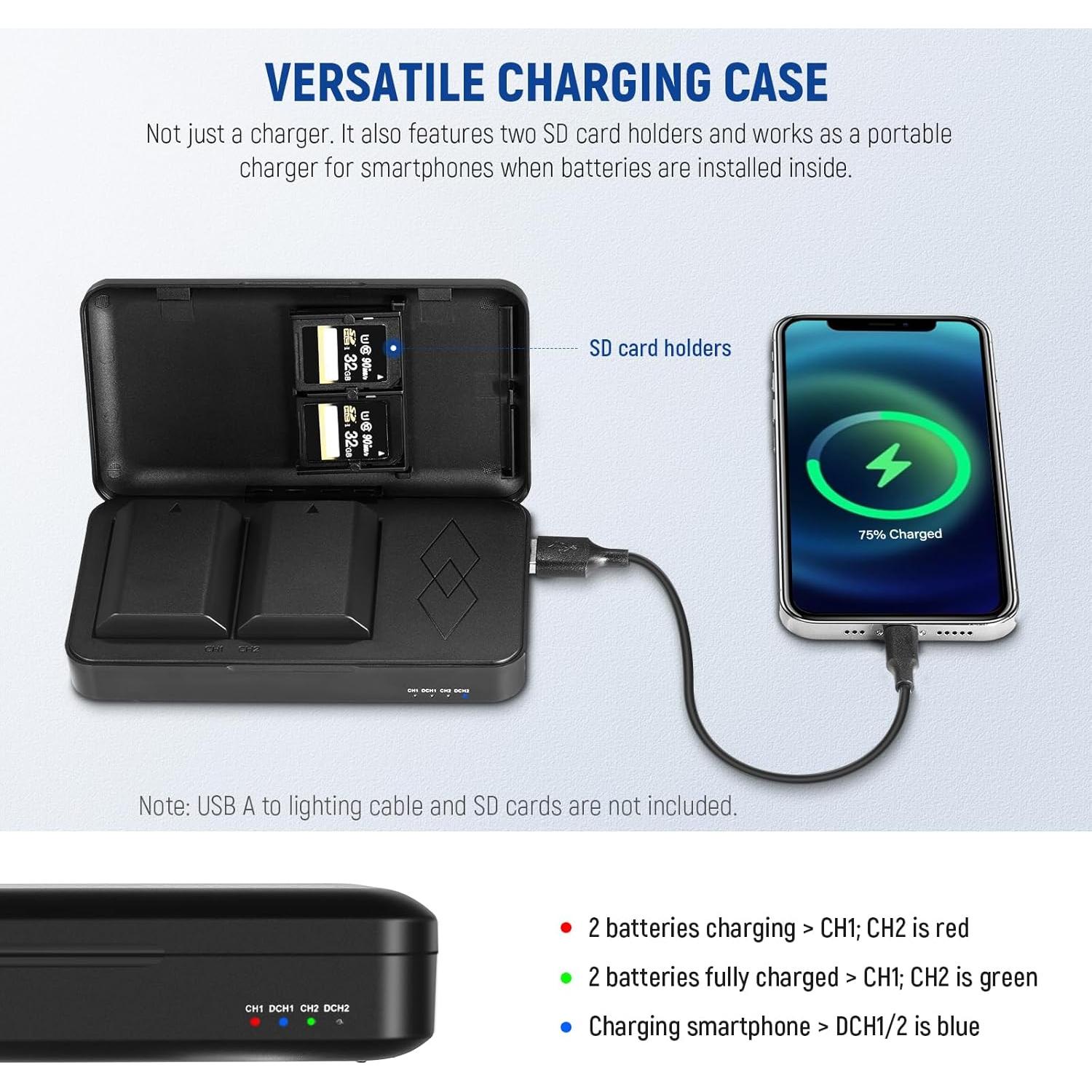 Batería NEEWER NP-FZ100 2280mAh x2 con Cargador USB Doble