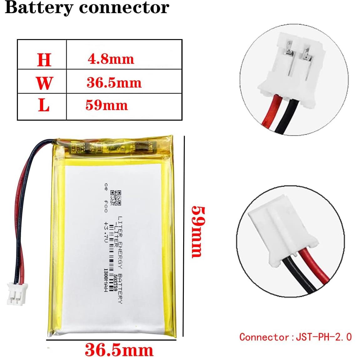 Batería Lipo Recargable 3.7V 1300mAh BIHUADE 503759