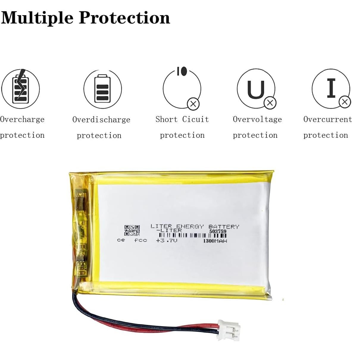 Batería Lipo Recargable 3.7V 1300mAh BIHUADE 503759