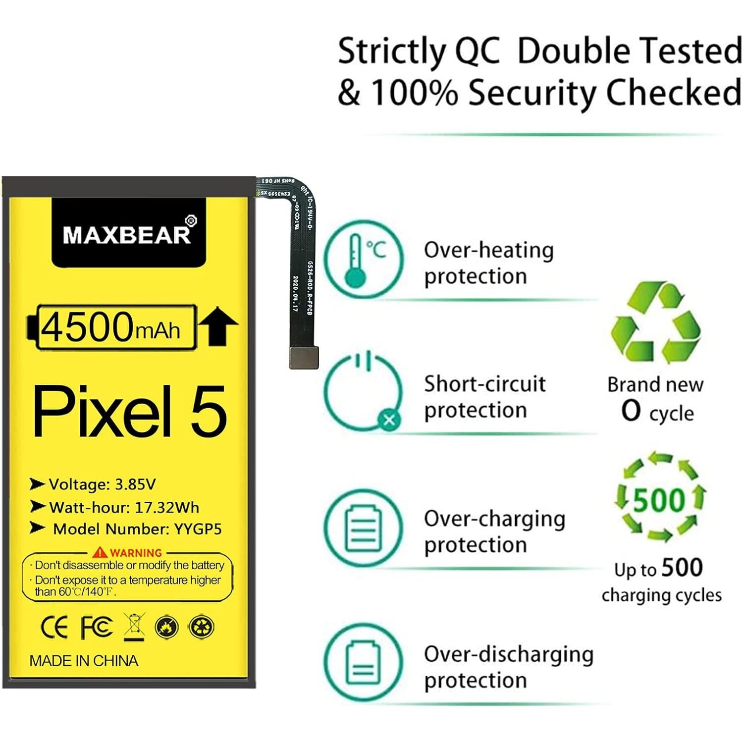 Batería de Reemplazo MAXBEAR 4500mAh para Google Pixel 5