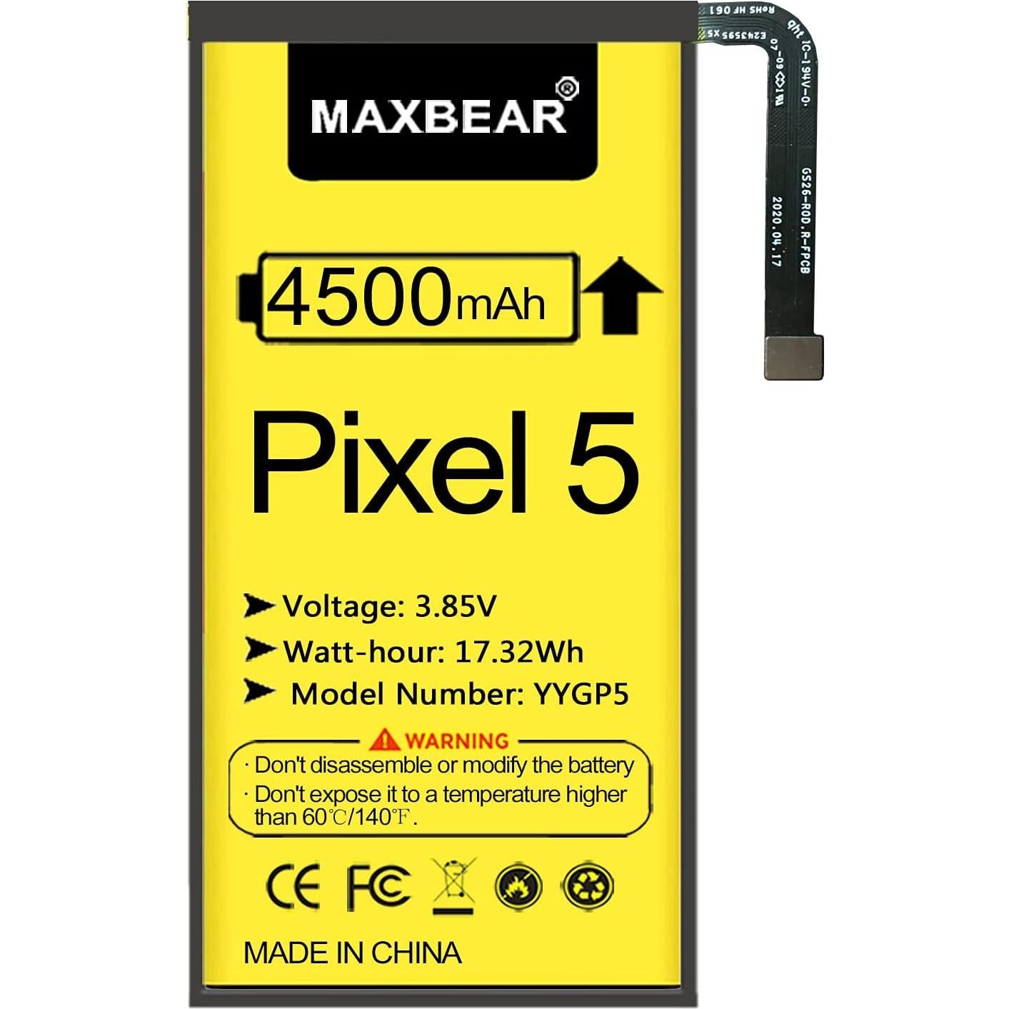 Batería de Reemplazo MAXBEAR 4500mAh para Google Pixel 5