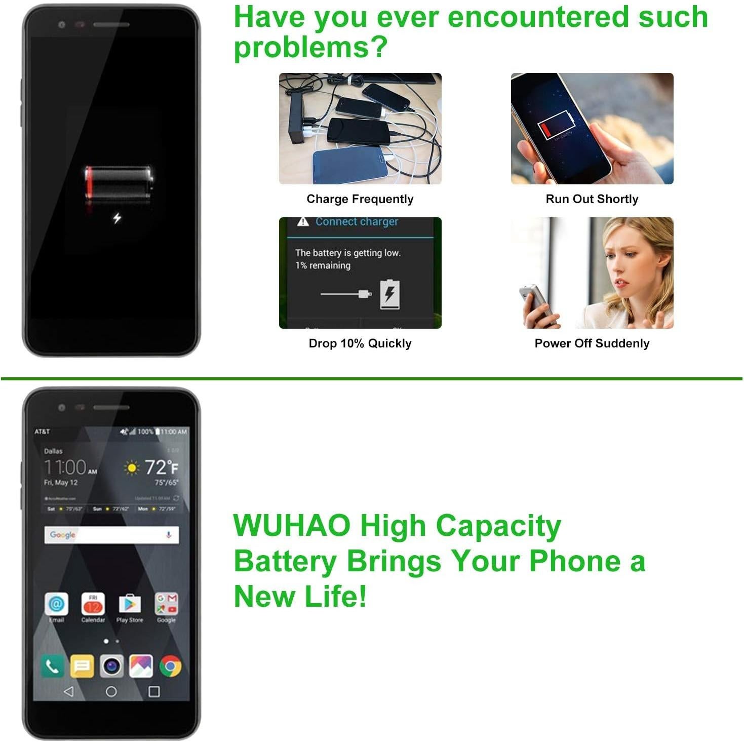 Batería WUHAO BL-45F1F para LG Aristo M150 M151 M210 K8 2017