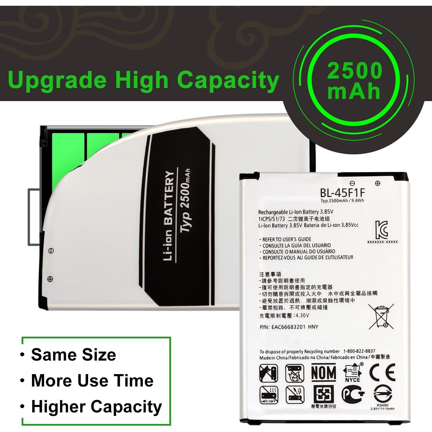 Batería WUHAO BL-45F1F para LG Aristo M150 M151 M210 K8 2017