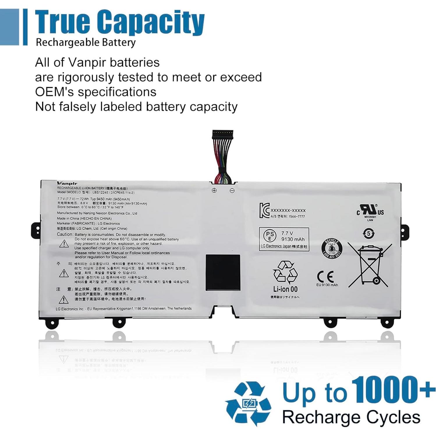 Batería de Laptop LBS1224E Compatible con LG Gram 2018 72Wh