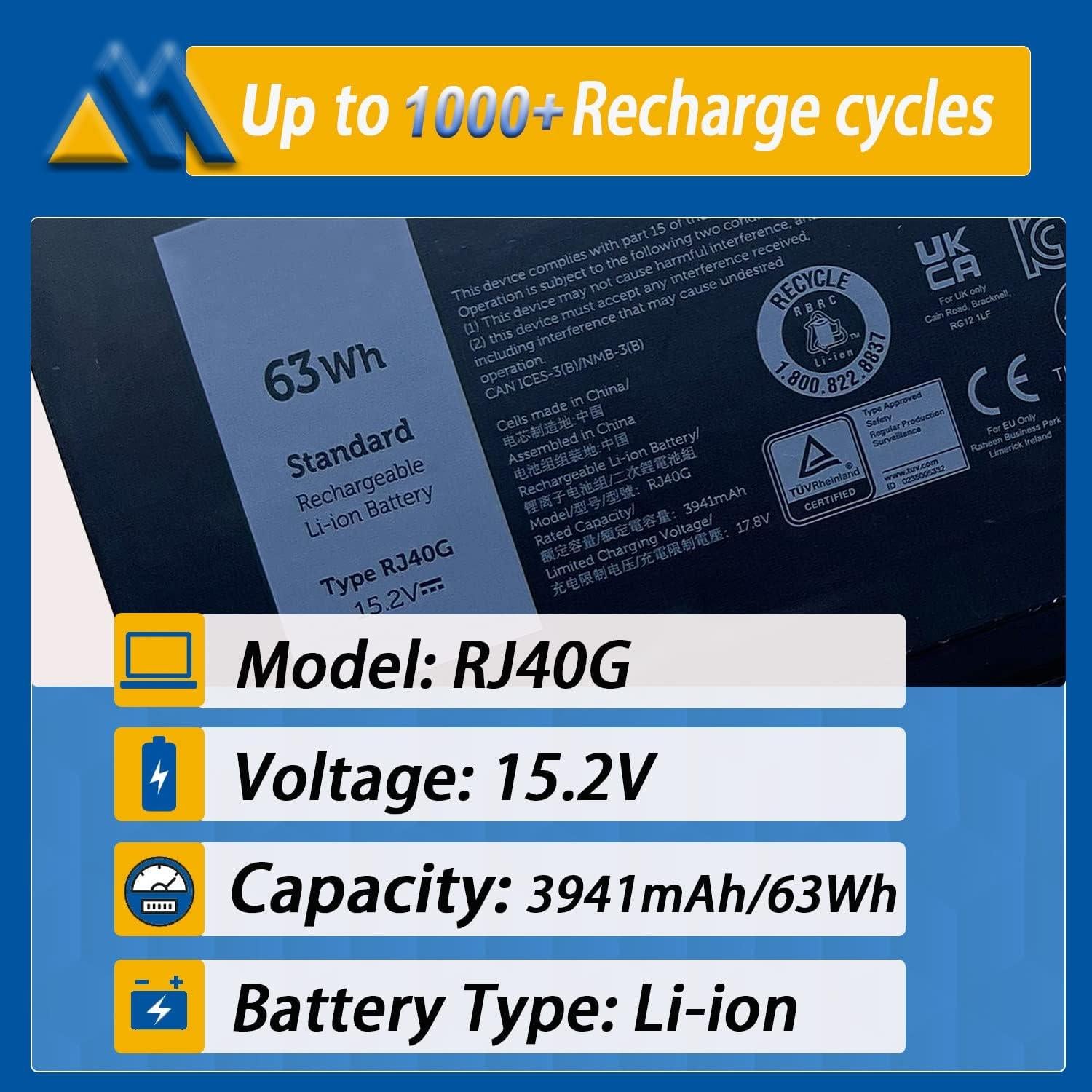 Batería de Reemplazo RJ40G 63Wh para Laptop Dell Latitude 14/15