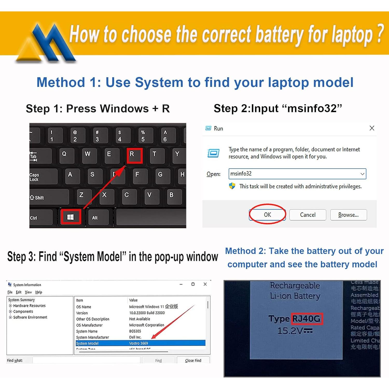 Batería de Reemplazo RJ40G 63Wh para Laptop Dell Latitude 14/15