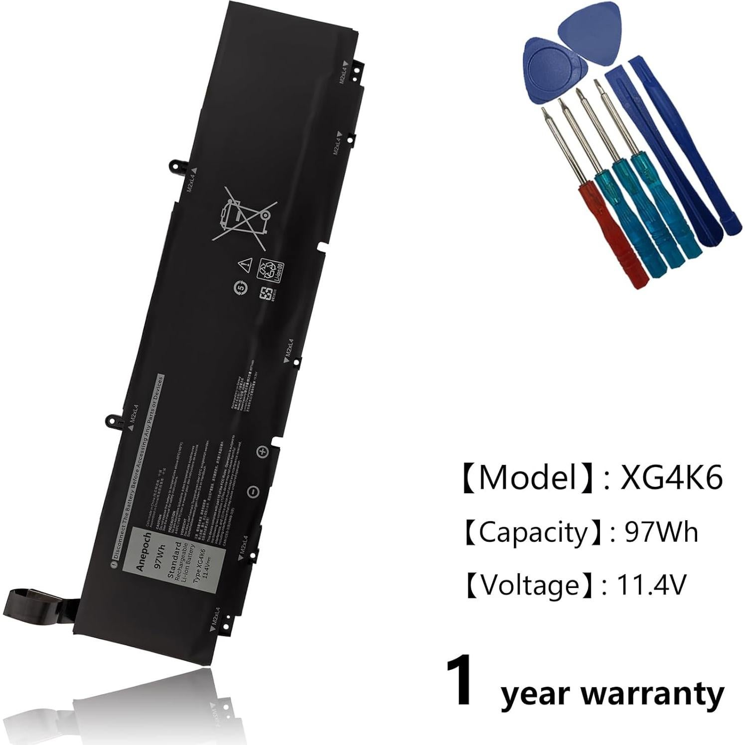 Batería de Reemplazo XG4K6 para Dell XPS 17 9700 11.4V 97Wh