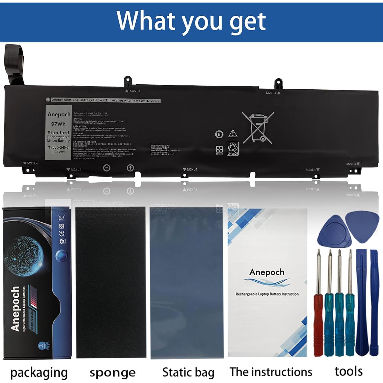 Batería de Reemplazo XG4K6 para Dell XPS 17 9700 11.4V 97Wh