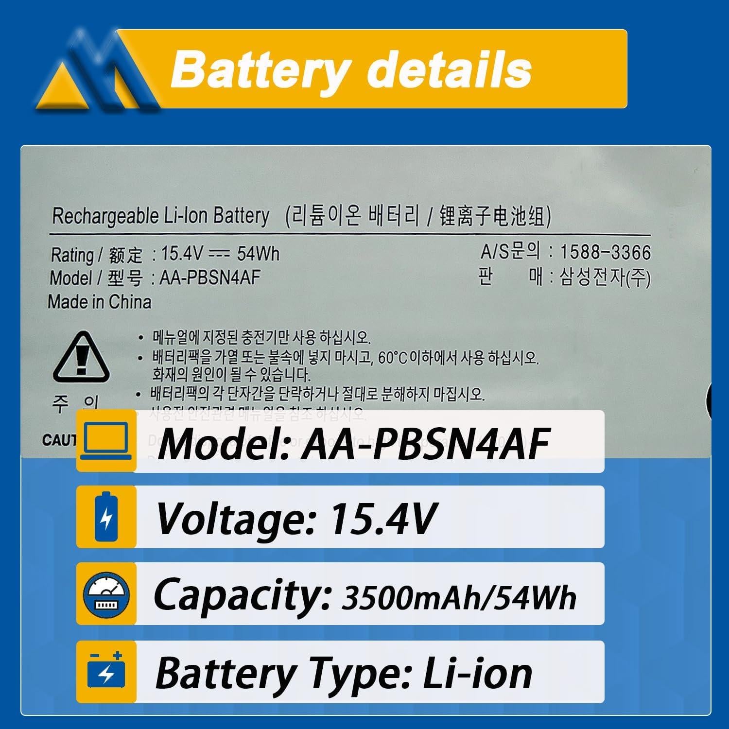 Batería de Reemplazo para Laptop Samsung AA-PBSN4AF 54Wh