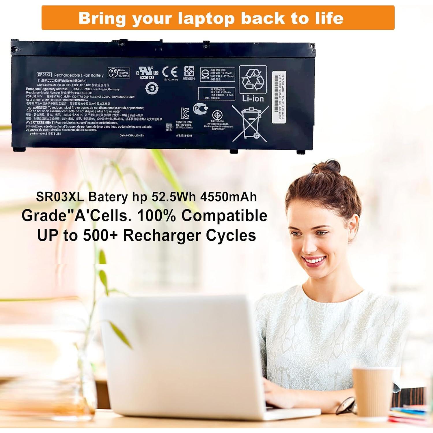 Batería SR03XL 52.5Wh para HP Pavilion Envy x360 15-CX