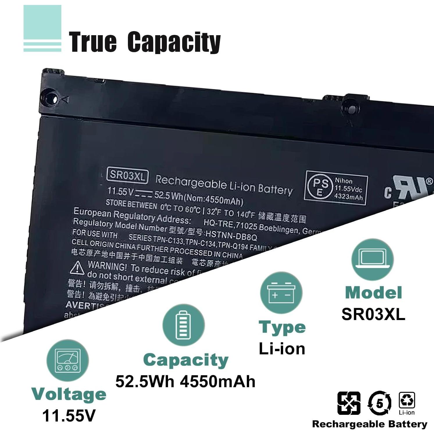 Batería SR03XL 52.5Wh para HP Pavilion Envy x360 15-CX