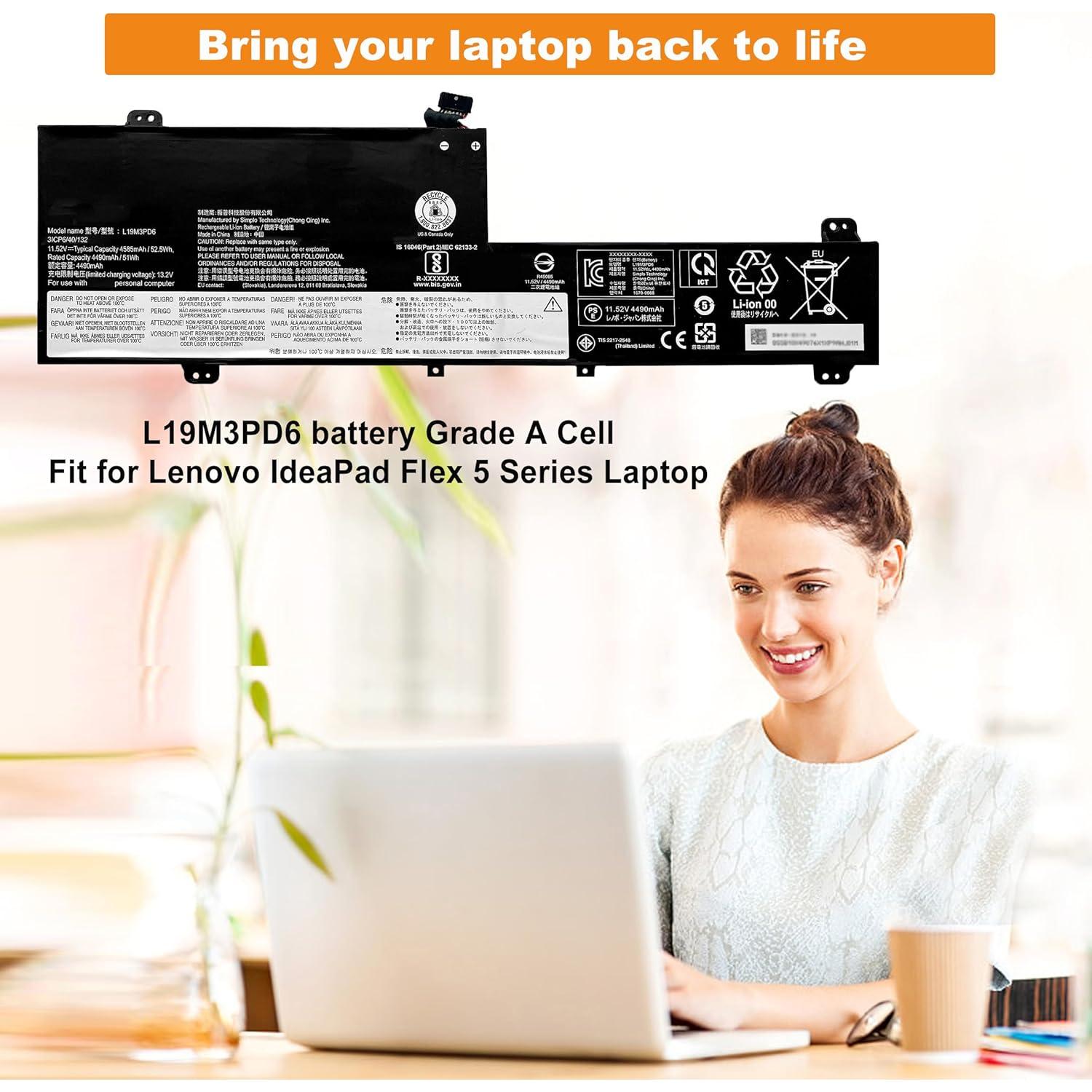 Batería de Laptop Boweirui L19M3PD6 11.52V 52.5Wh para Lenovo