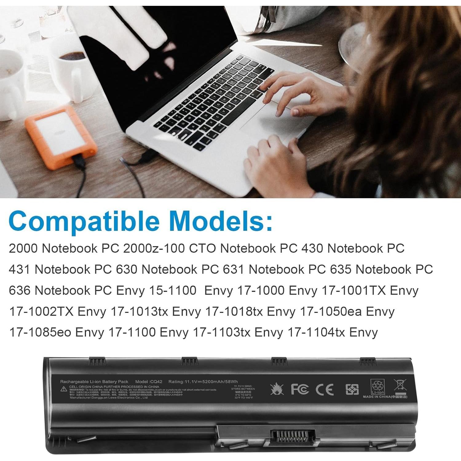 Batería Asuncell MU06 MU09 6 celdas 5200mAh para HP