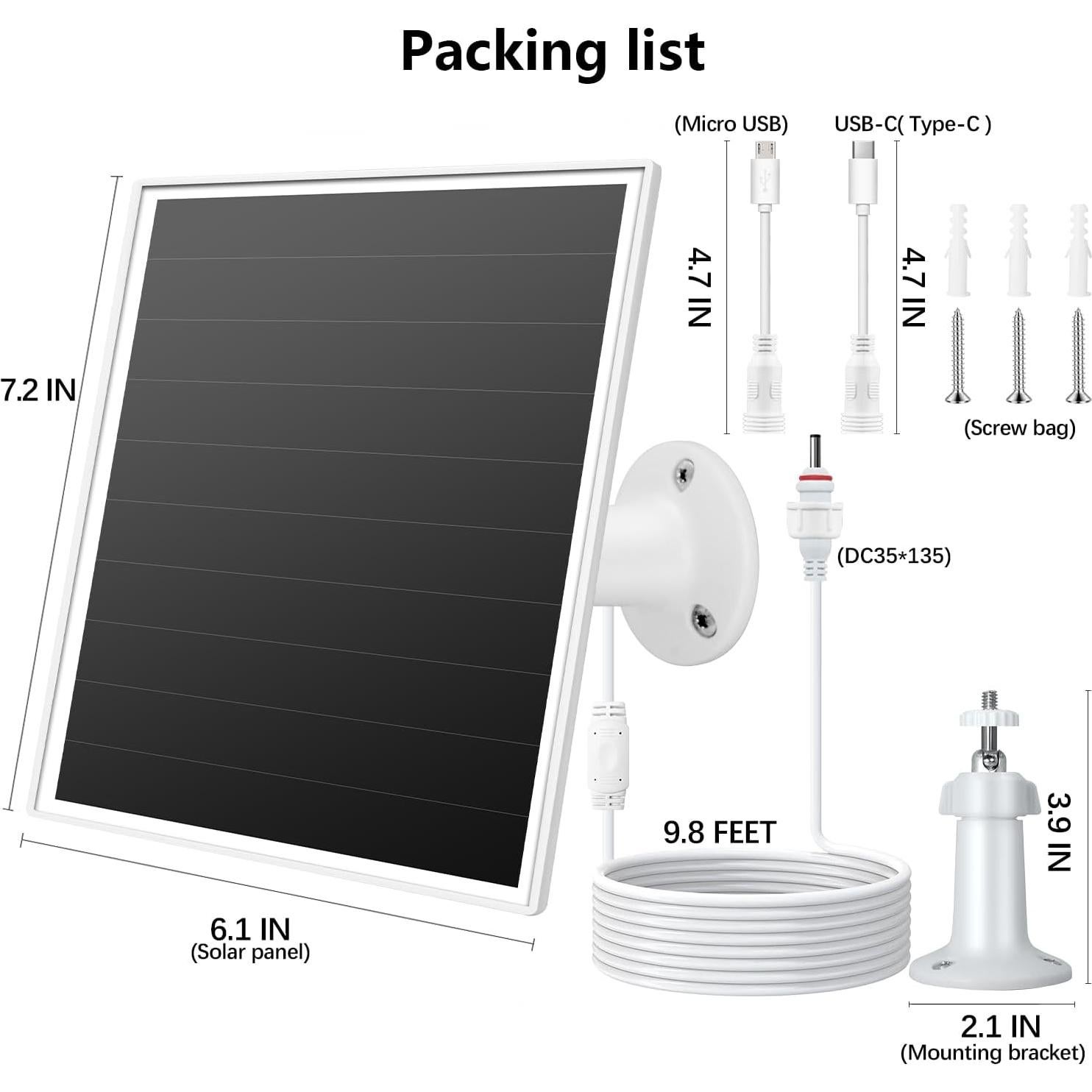 Cargador Solar 6W Orayafid IP65 para Cámaras de Seguridad