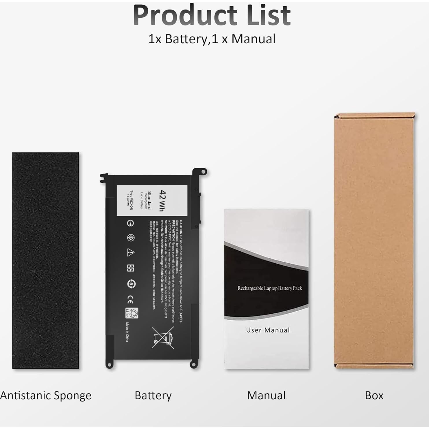 Batería de Laptop Dell WDX0R 42Wh Li-ion 11.4V 3-Celdas