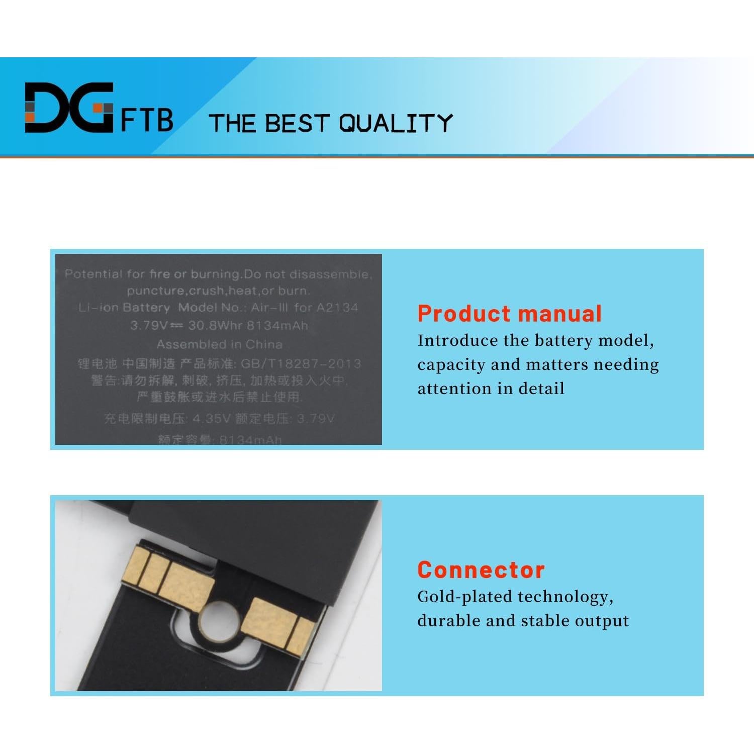 Batería de Reemplazo DGFTB A2134 30.8Wh para iPad Air 10.5" 2019