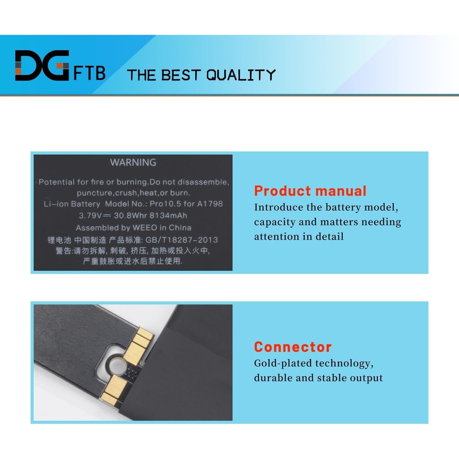 Batería de Reemplazo DGFTB A1798 30.8Wh para iPad Pro 10.5