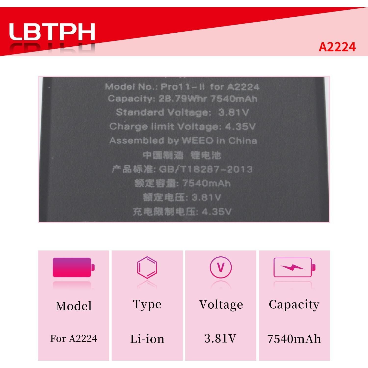 Batería Li-ion A2224 Compatible iPad Pro 11 Gen 2 2020 7540mAh