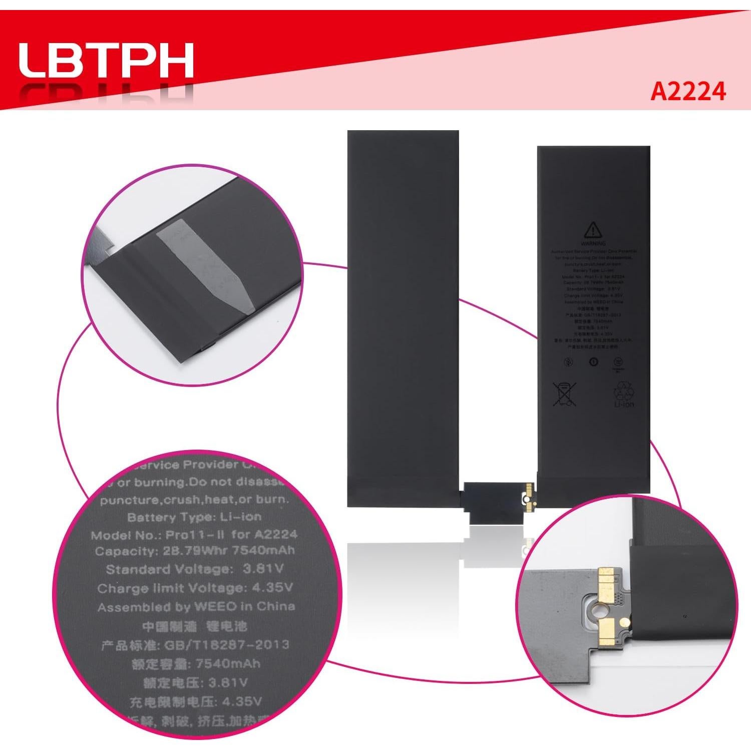 Batería Li-ion A2224 Compatible iPad Pro 11 Gen 2 2020 7540mAh