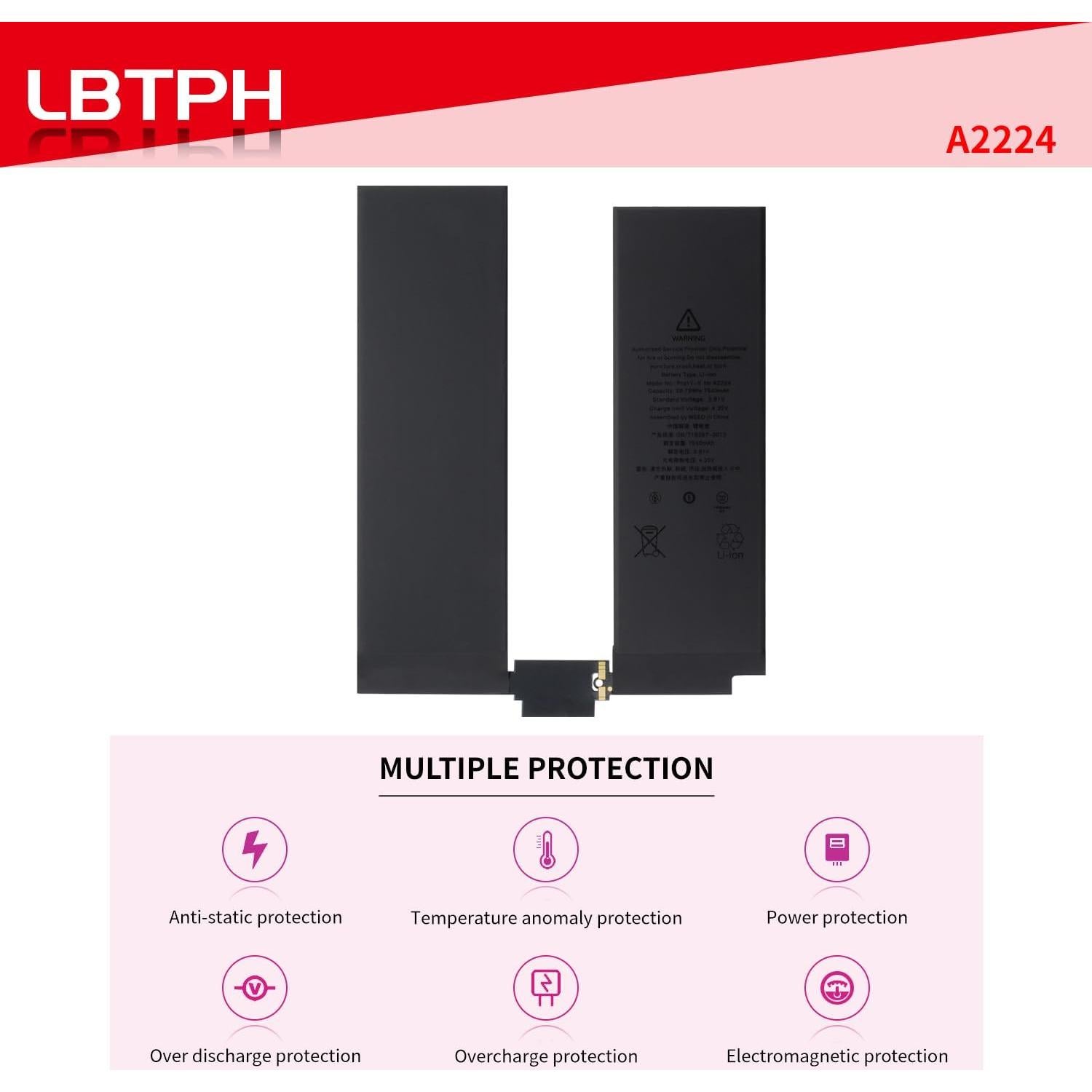 Batería Li-ion A2224 Compatible iPad Pro 11 Gen 2 2020 7540mAh