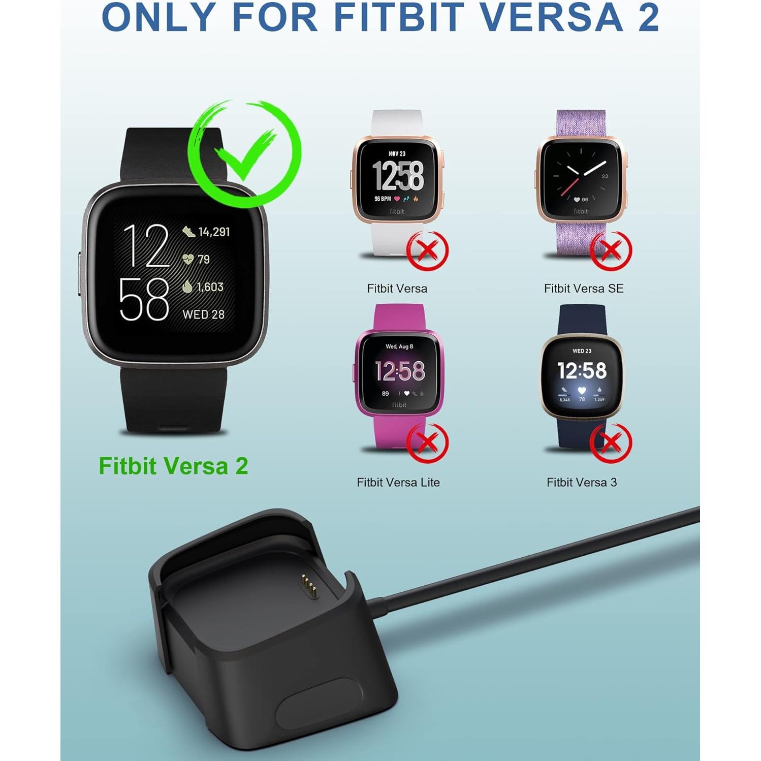 Cable de Carga USB 1m Bicmice para Fitbit Versa 2 - Carga Rápida