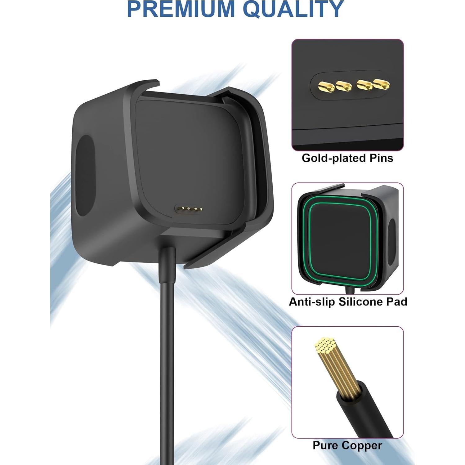 Cable de Carga USB 1m Bicmice para Fitbit Versa 2 - Carga Rápida