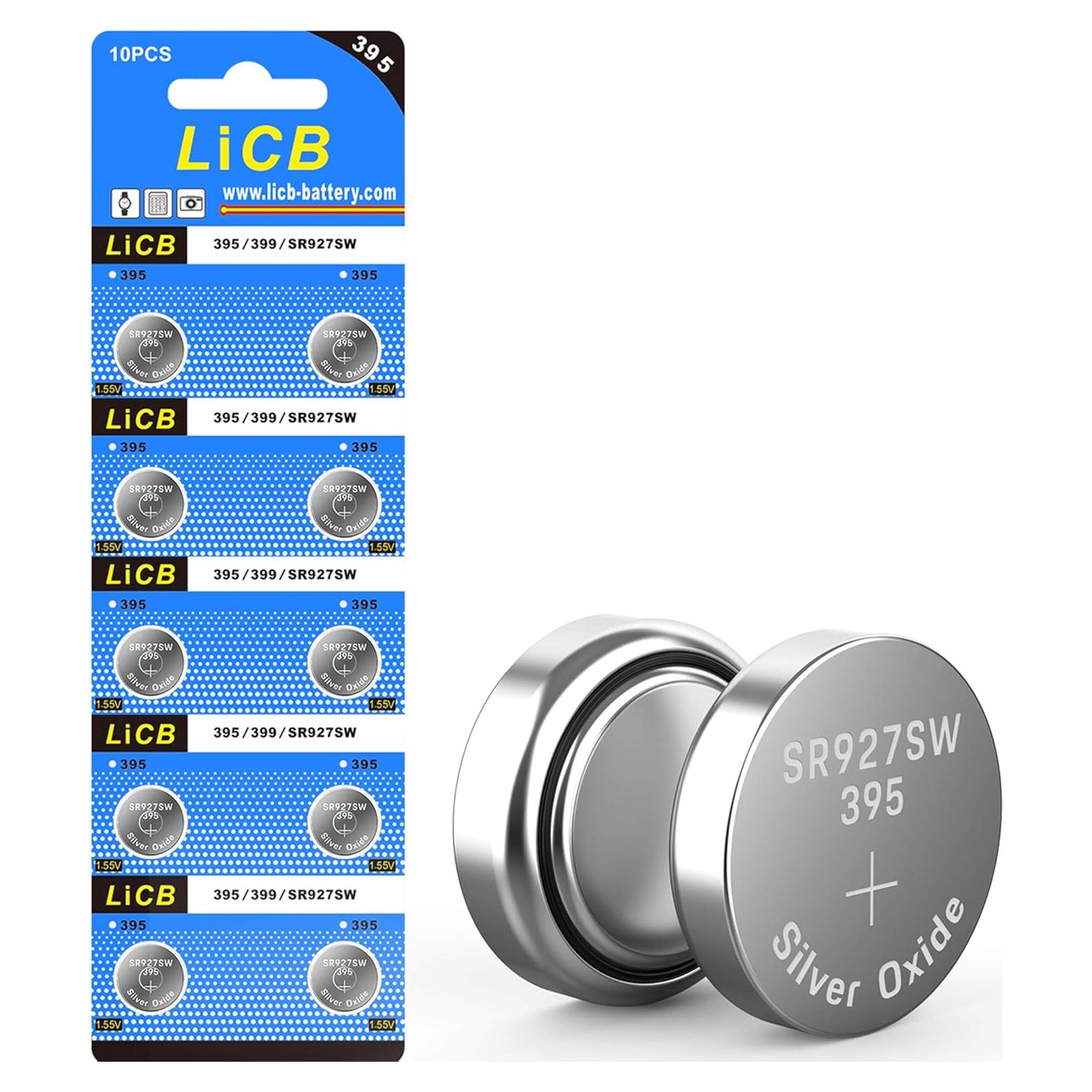 Paquete de 10 Baterías de Reloj LiCB SR927SW 1.55V Duraderas