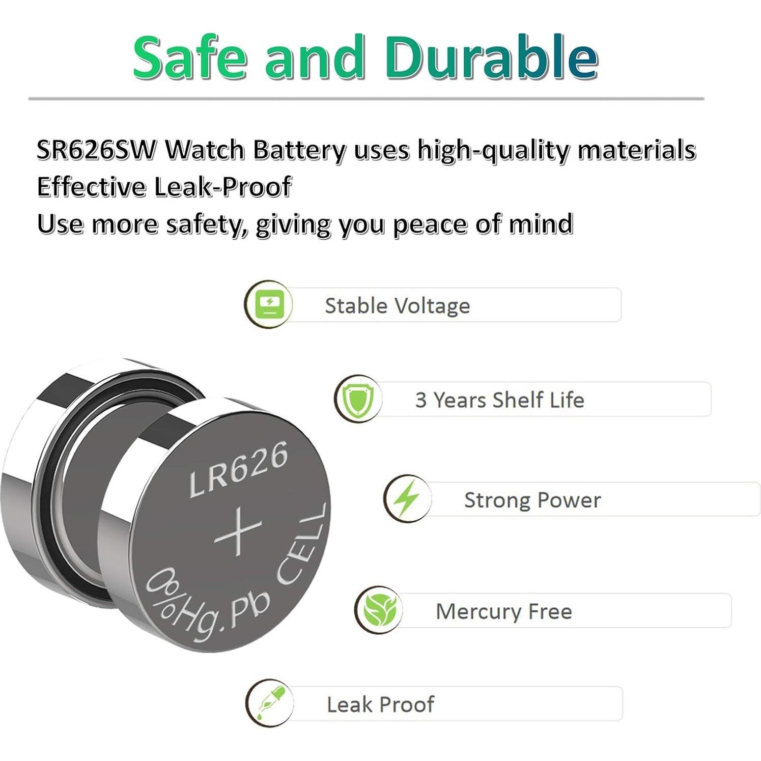 Paquete de 10 Baterías de Botón SR626SW 1.5V para Reloj