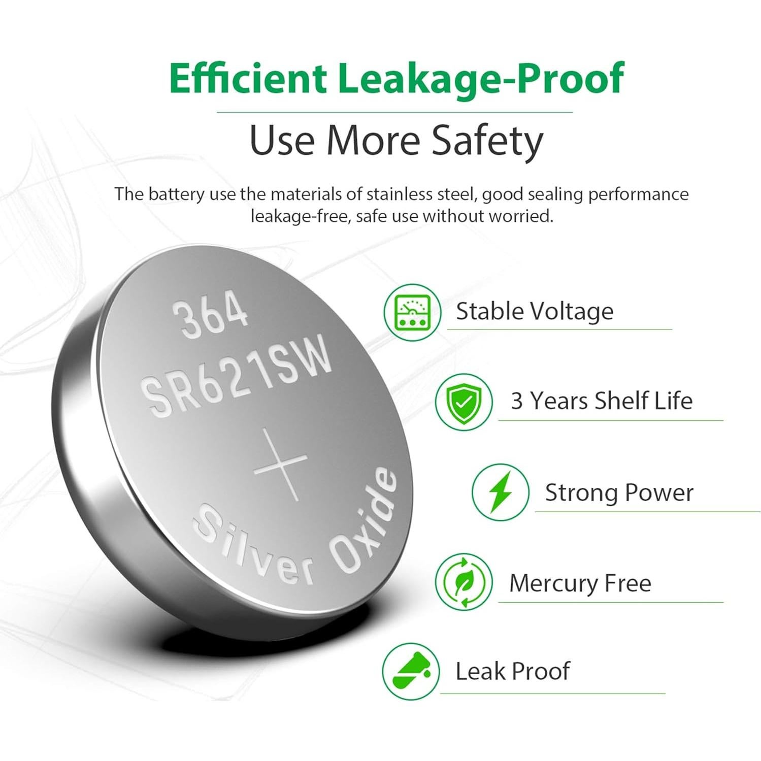 Baterías de botón LiCB 20 Pack SR621SW 1.5V Duraderas