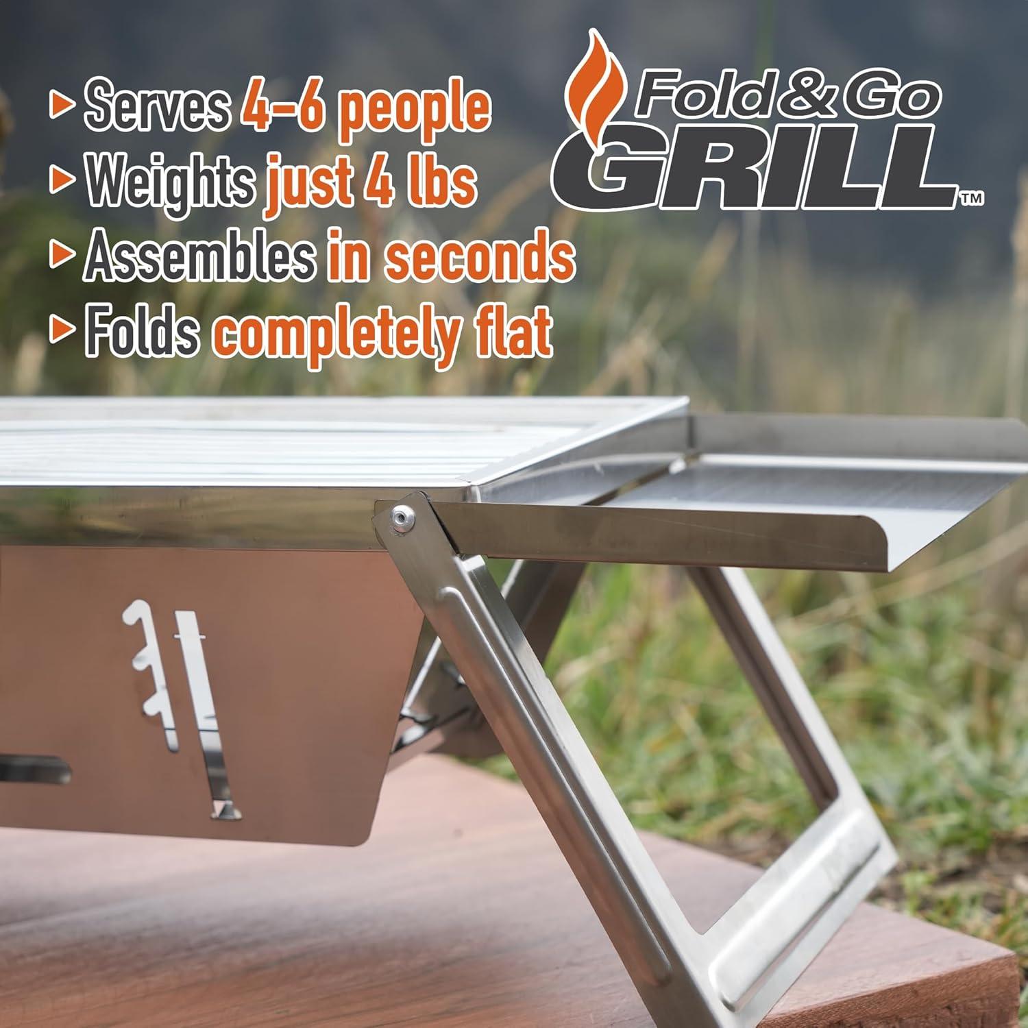 Parrilla Portátil Griddle Buddy Fold N Go con 6 Brochetas