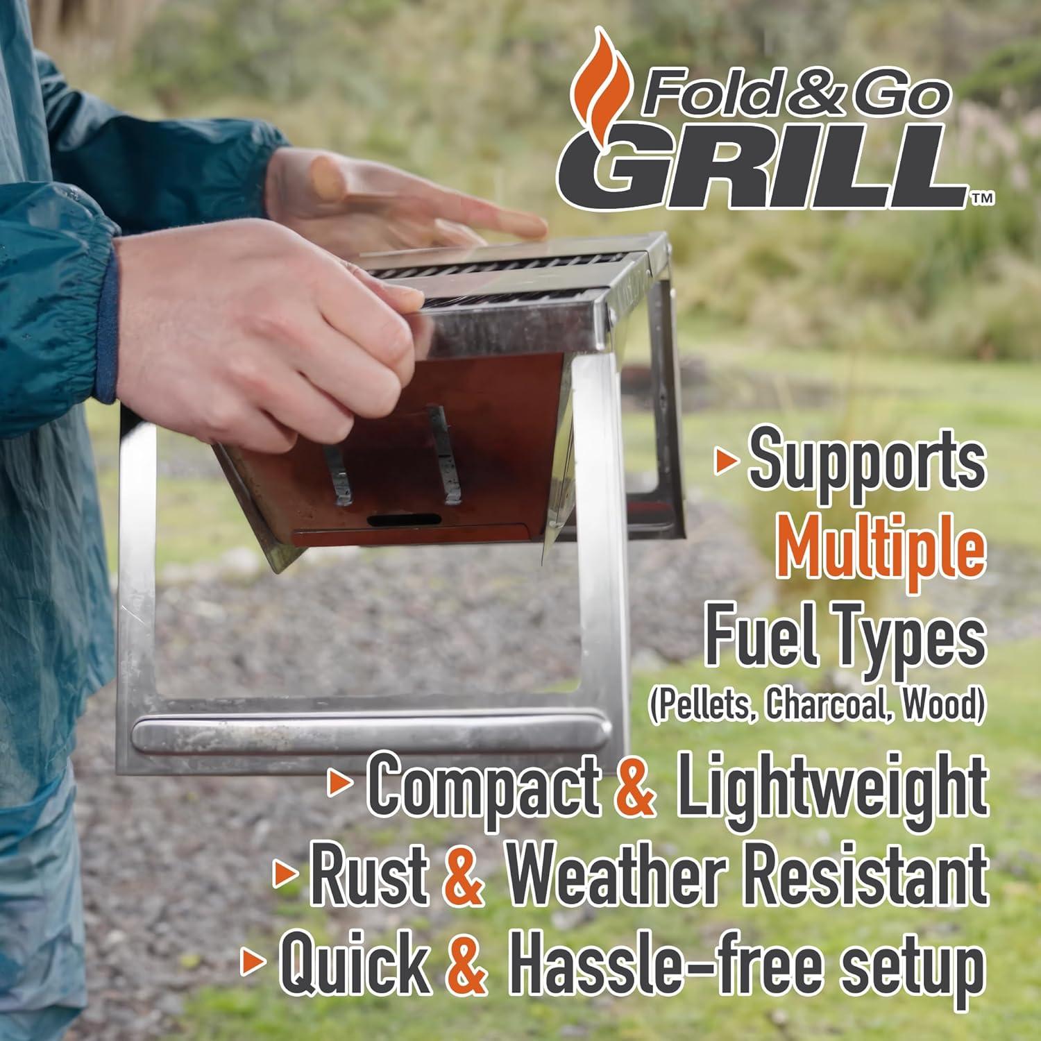 Parrilla Portátil Griddle Buddy Fold N Go con 6 Brochetas