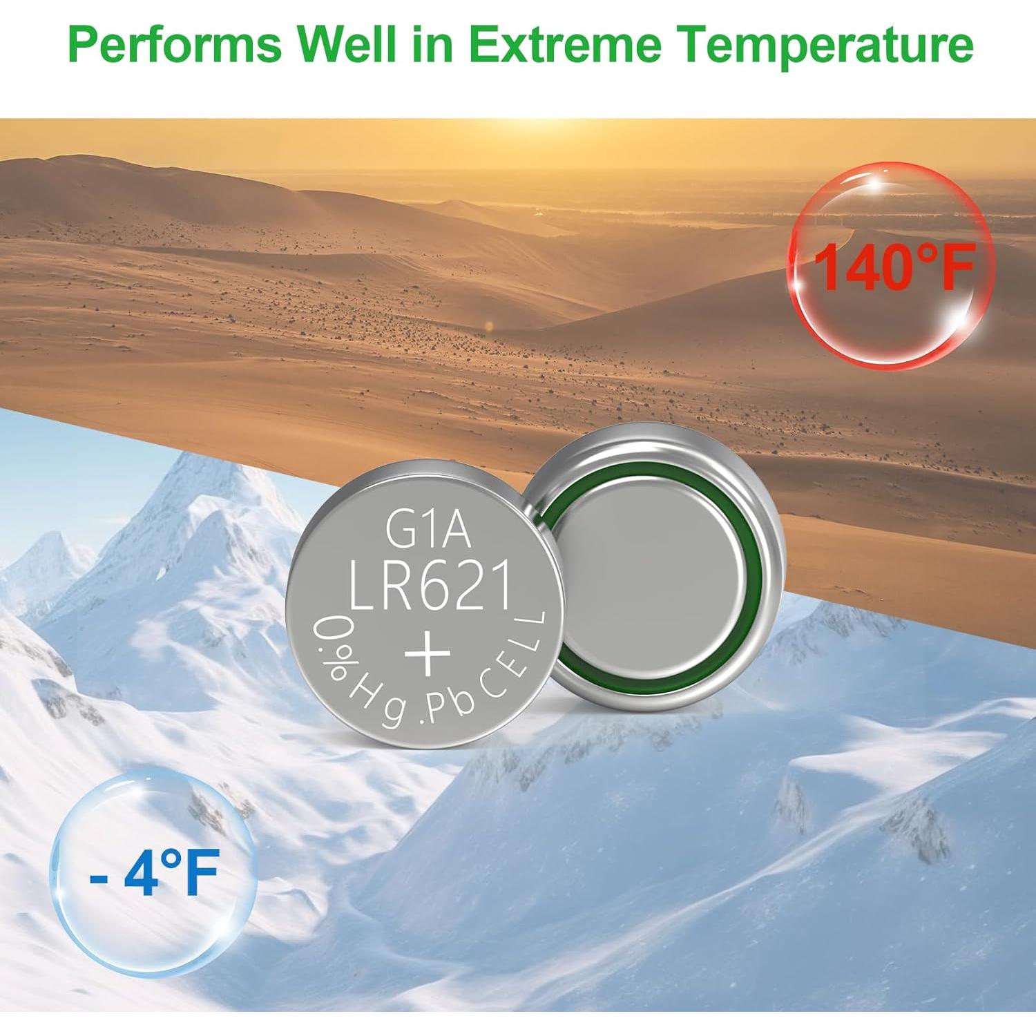 Baterías de Reloj DURNERGY AG1 SR621SW 100 Pcs Alcalinas