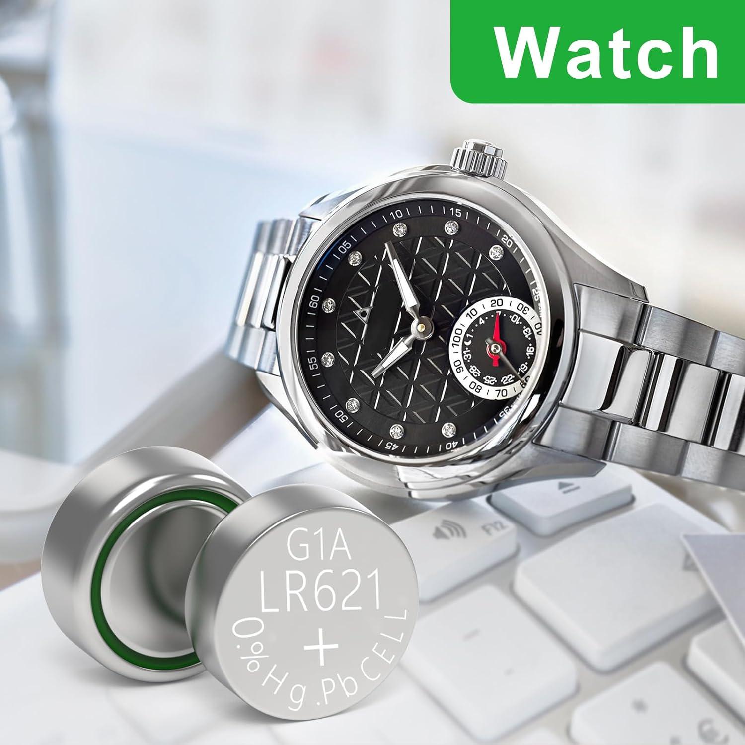 Baterías de Reloj DURNERGY AG1 SR621SW 100 Pcs Alcalinas