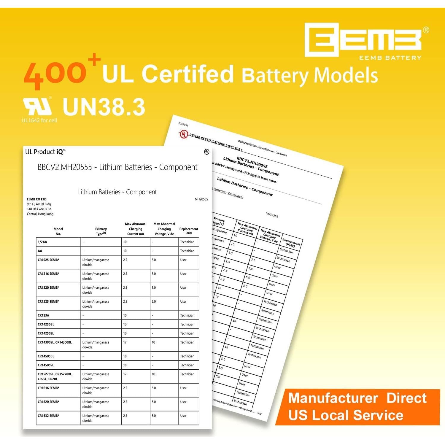 Baterías Recargables EEMB LIR1254 3.7V 65mAh 4 Pack