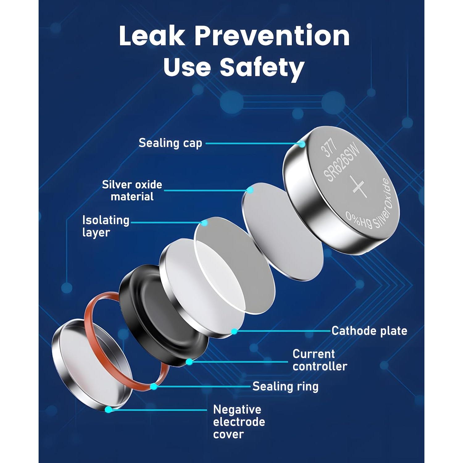 Baterías de Reloj YKM 377 SR626SW 40 Unidades 1.55V Óxido de Plata