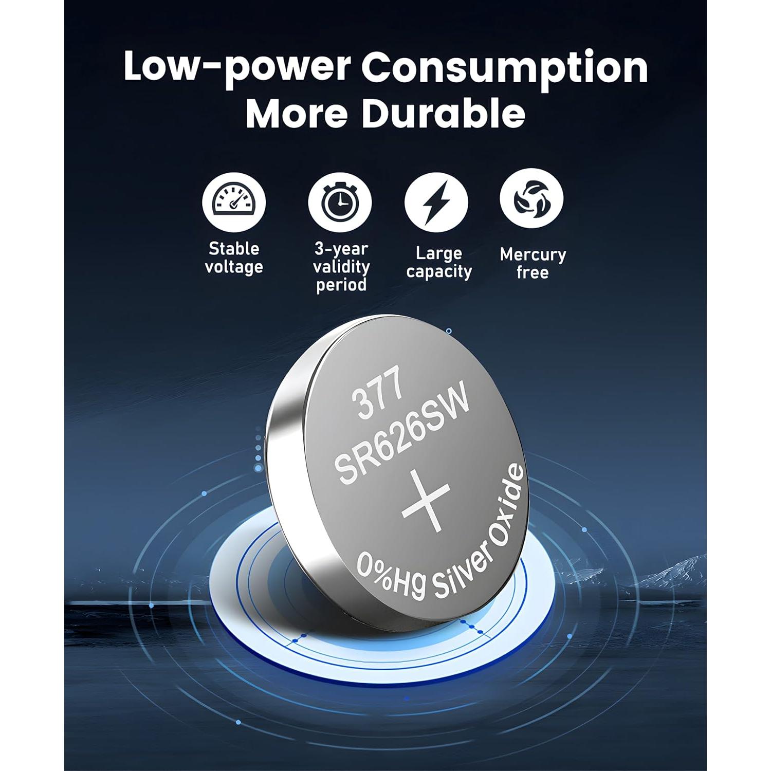 Baterías de Reloj YKM 377 SR626SW 40 Unidades 1.55V Óxido de Plata