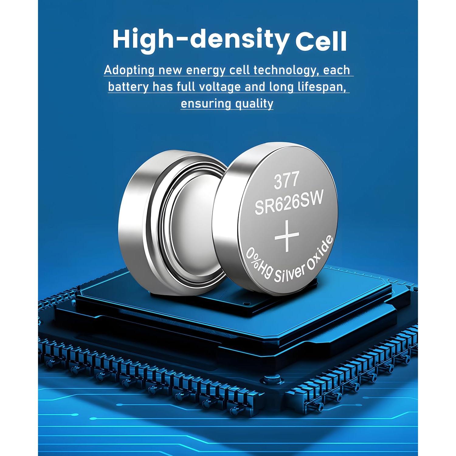 Baterías de Reloj YKM 377 SR626SW 40 Unidades 1.55V Óxido de Plata