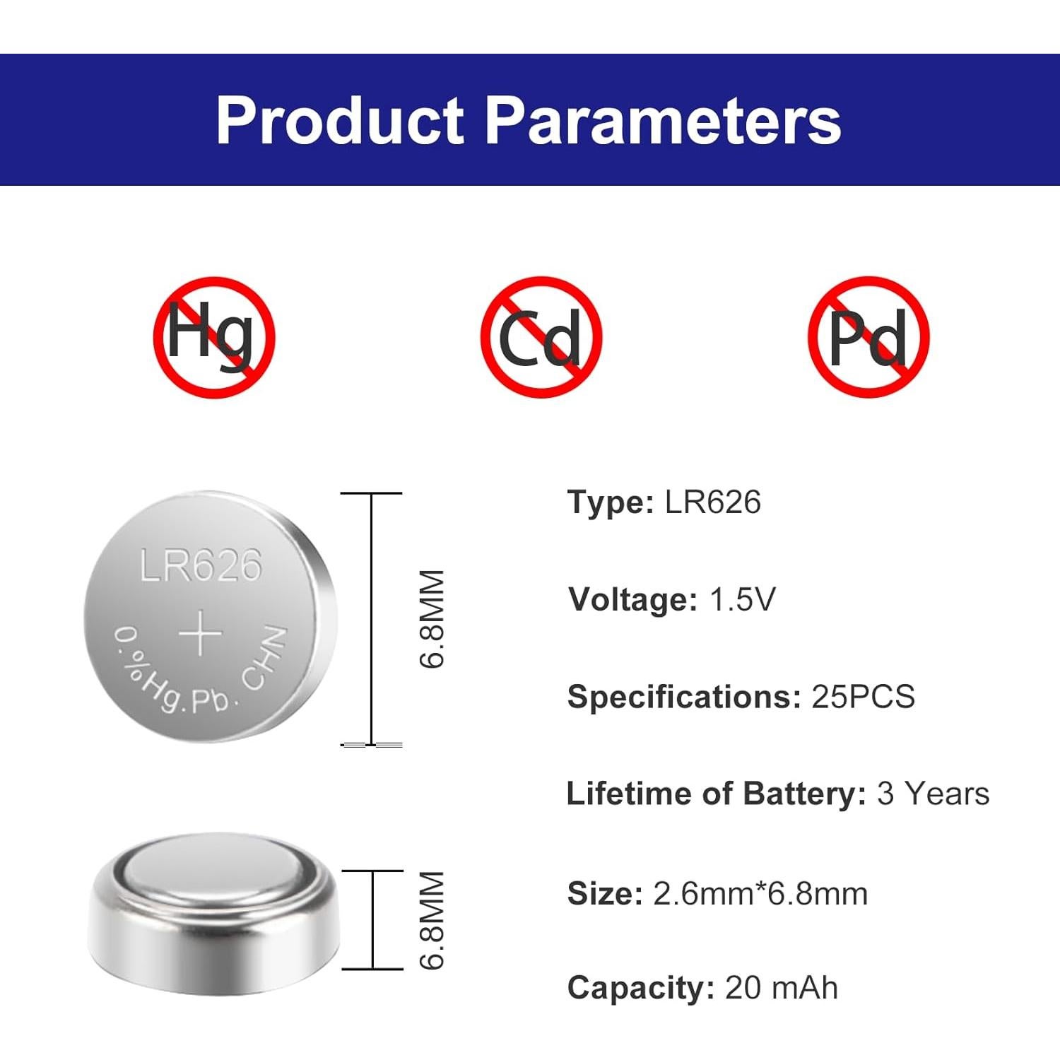 Baterías LR626 Paquete de 10 - Alcalinas 1.5V para Relojes