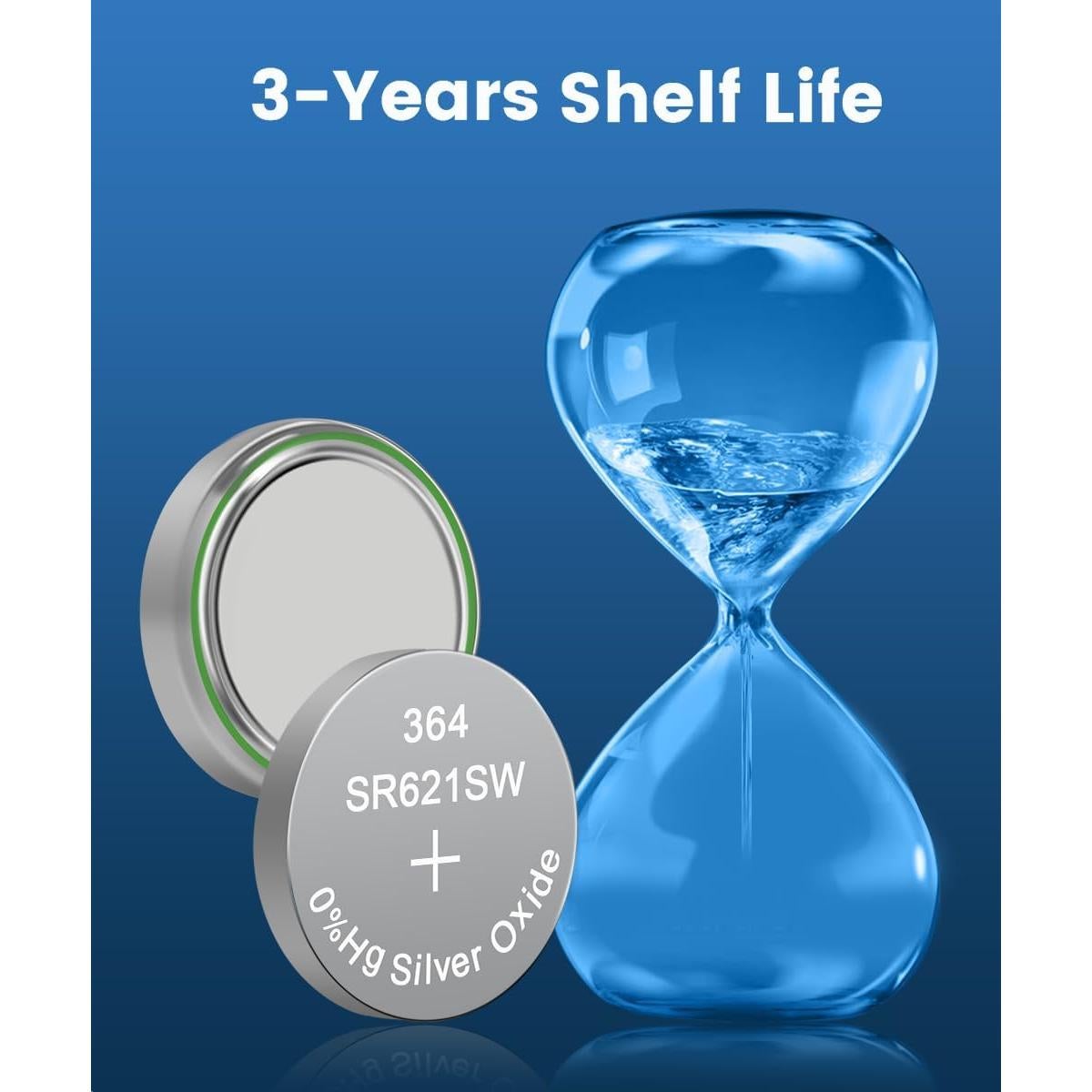 Paquete de 10 Baterías de Reloj 364 Vtreneg 1.55V Alcalinas