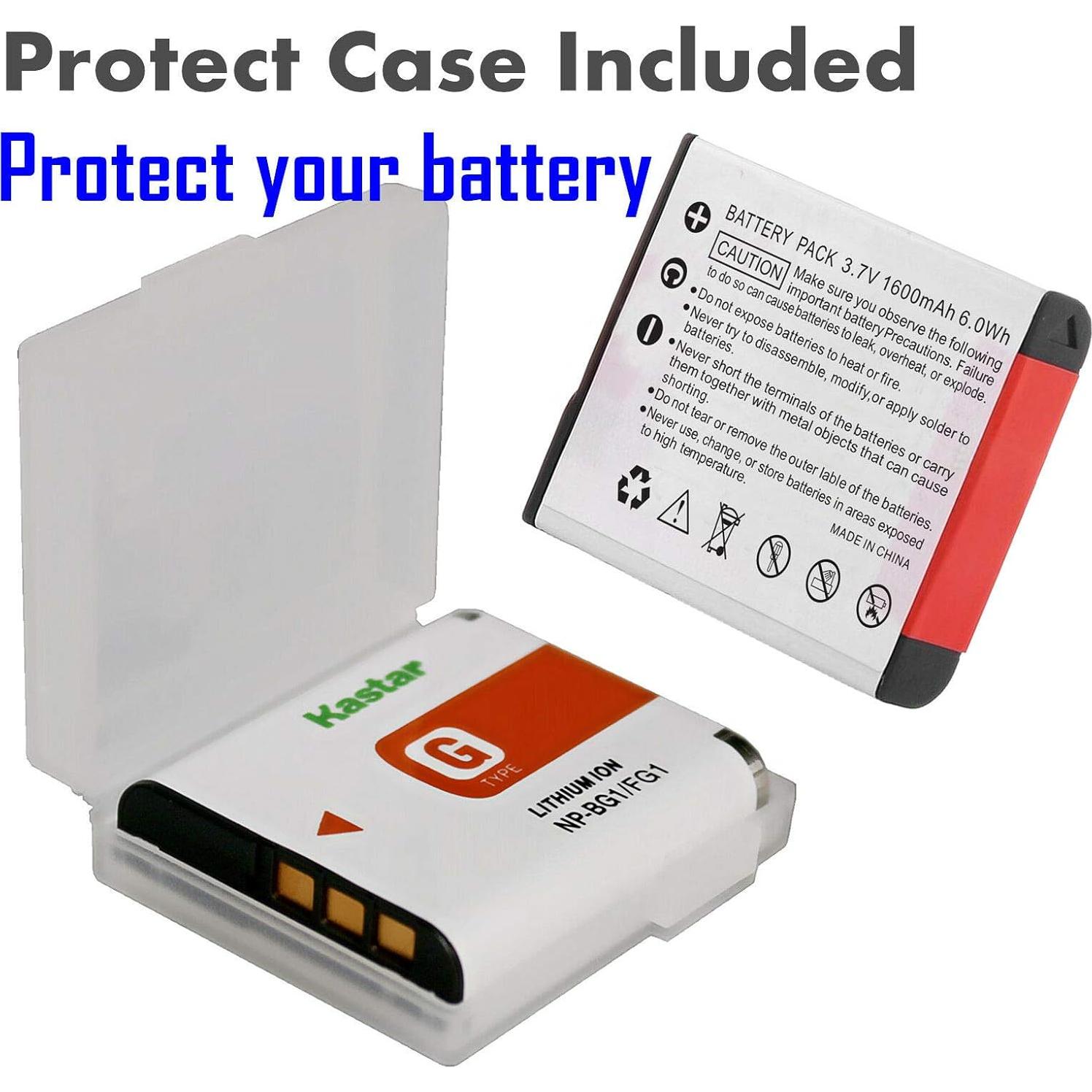 Kastar Batería y Cargador AC para Sony NP-BG1 - 2 Piezas