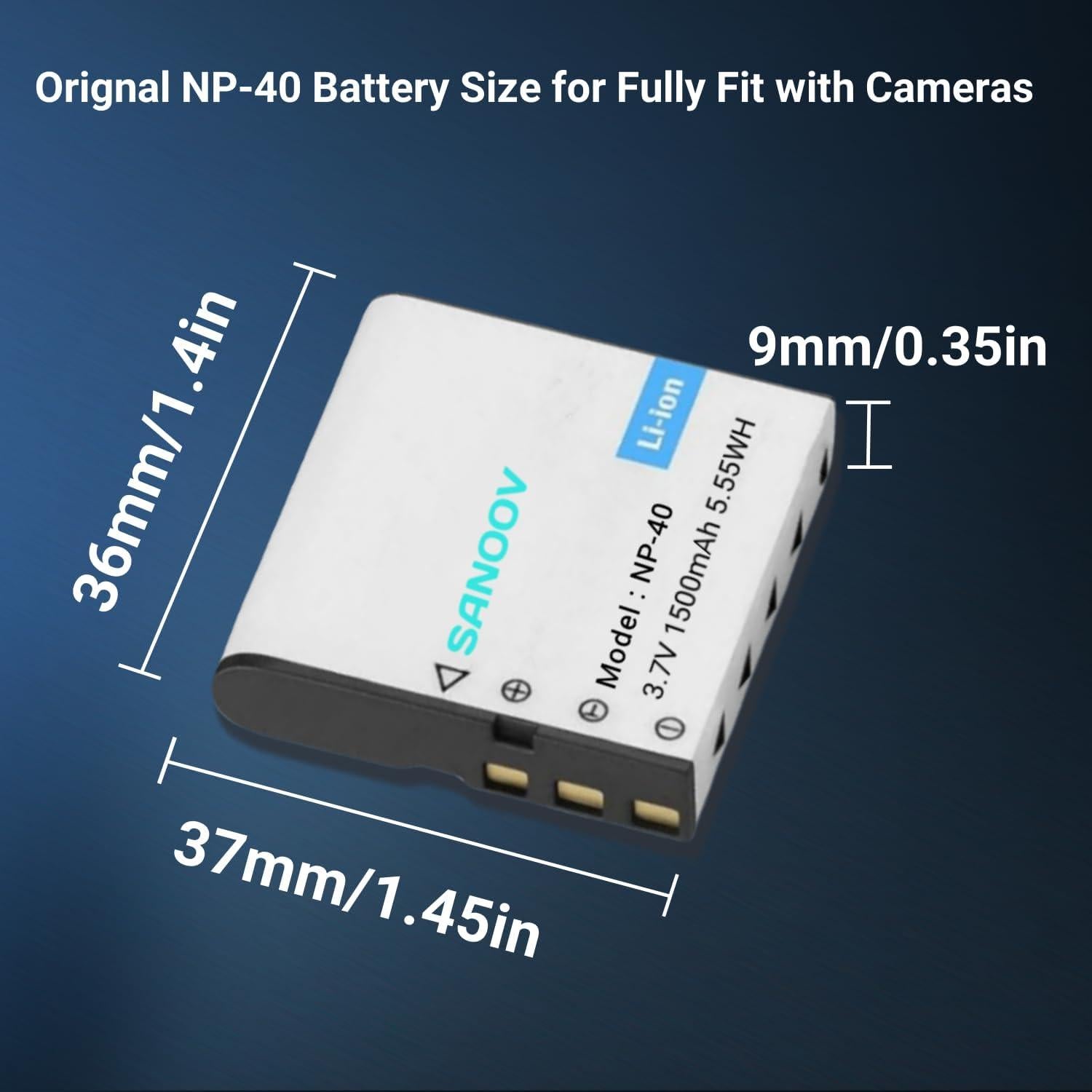 Kit de Cargador Doble USB y 2 Baterías NP-40 SANOOV 1500mAh