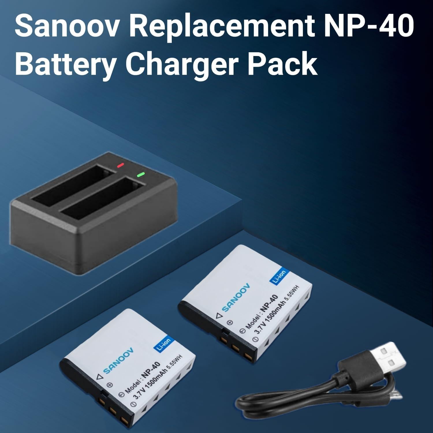 Kit de Cargador Doble USB y 2 Baterías NP-40 SANOOV 1500mAh