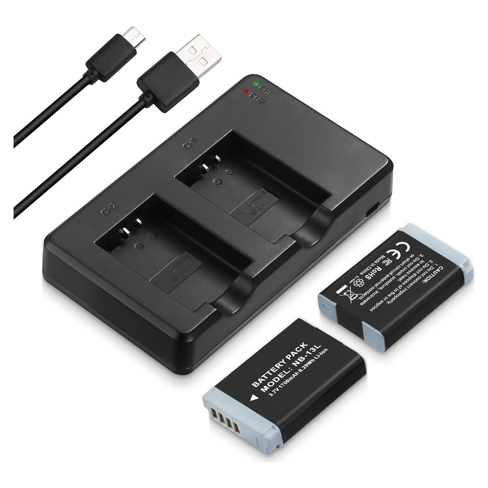 Baterías NB-13L Magolin 1700mAh + Cargador Doble USB