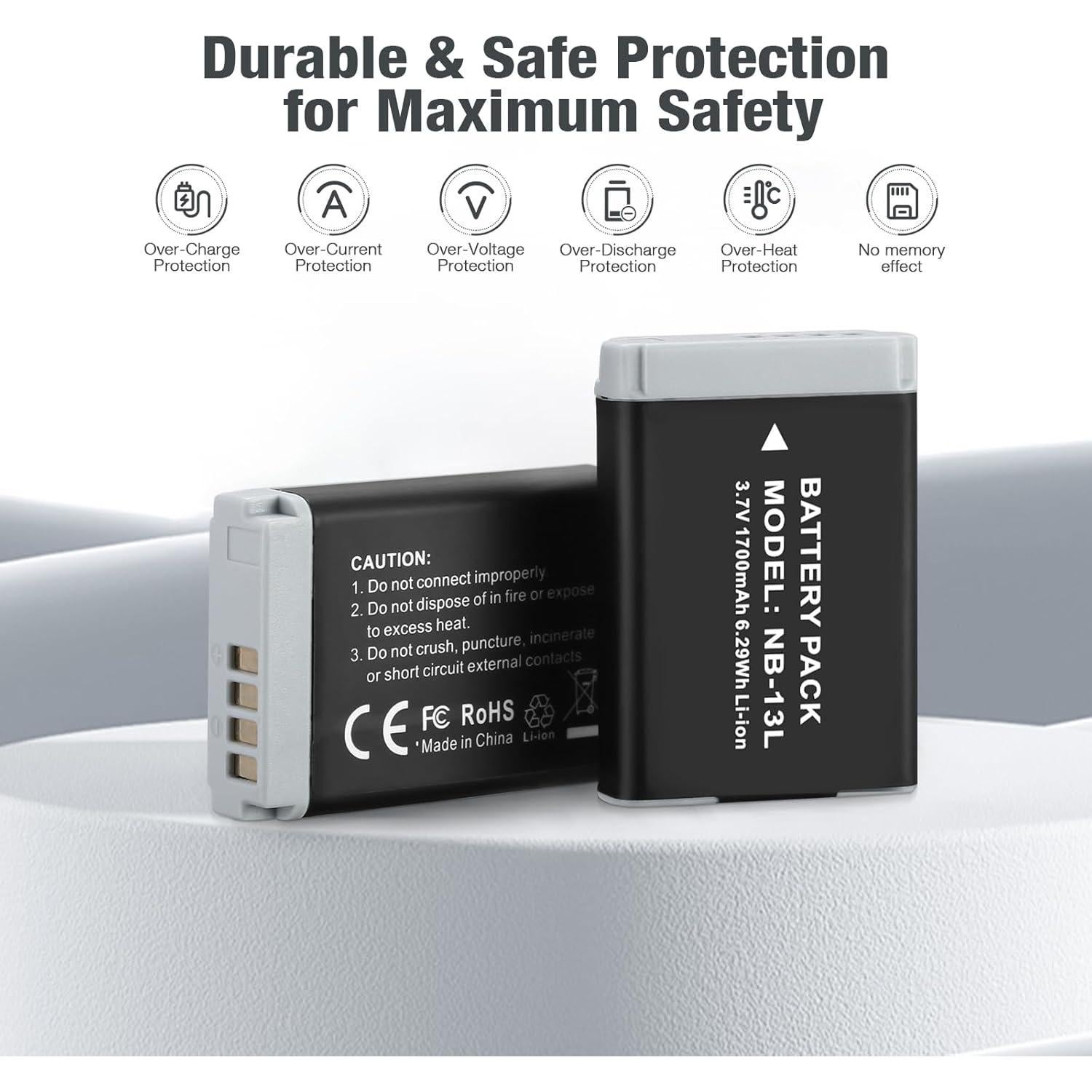 Baterías NB-13L Magolin 1700mAh + Cargador Doble USB